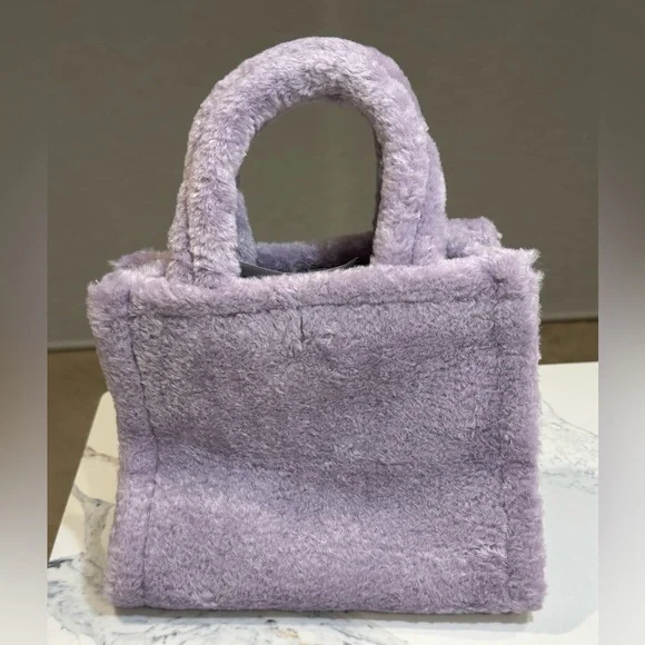 Kate Spade Ellie Faux Fur Shearling Small Tote, Violet Mist NWT